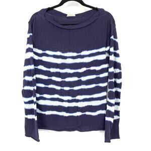 Kookai Boatneck Pullover Sweater Sz 1 US Small Blue Tie Dye Striped